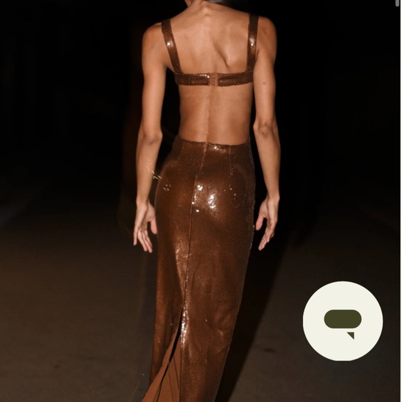 Adoria Sequin Cut Out Maxi Dress - Chocolate - Picture 3 of 3